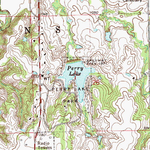 Topographic Map of Perry Lake, OK