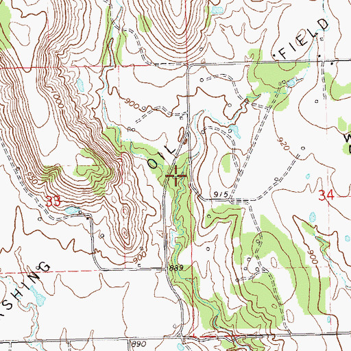 Topographic Map of Pershing Oil Field, OK