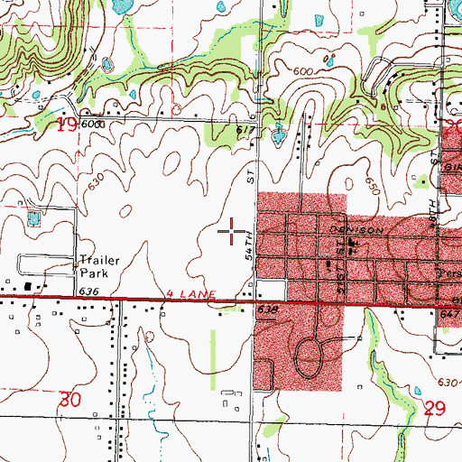 Topographic Map of Pershing Elementary School, OK