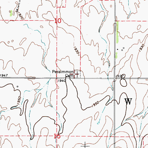 Topographic Map of Persimmon Cemetery, OK