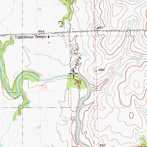 Topographic Map of Peters Creek, OK