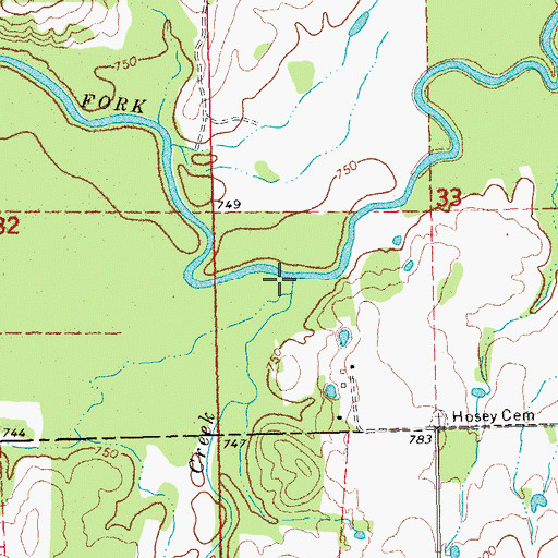 Topographic Map of Pettiquah Creek, OK