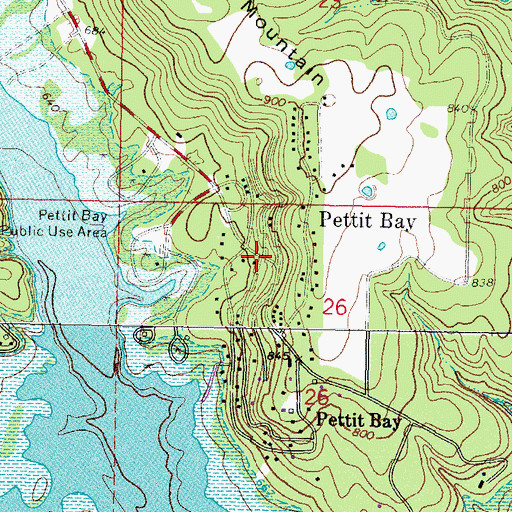 Topographic Map of Pettit Bay, OK