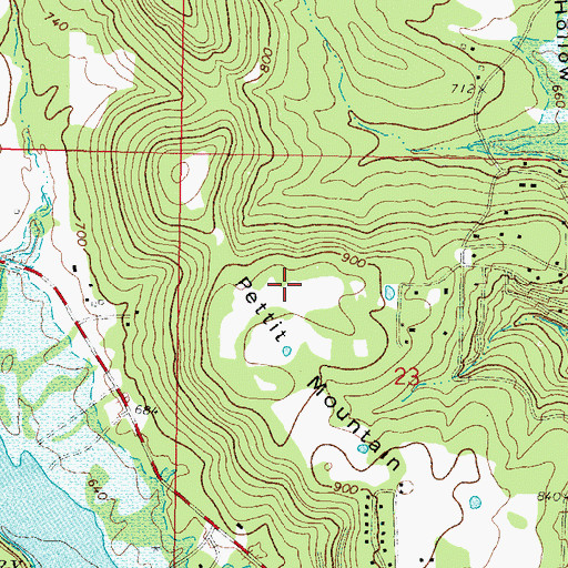 Topographic Map of Pettit Mountain, OK
