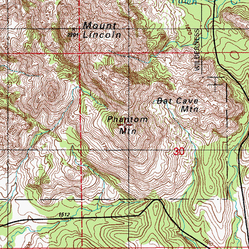 Topographic Map of Phantom Mountain, OK
