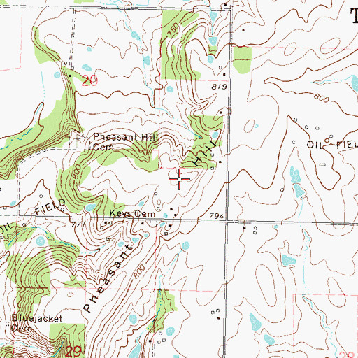 Topographic Map of Pheasant Hill, OK