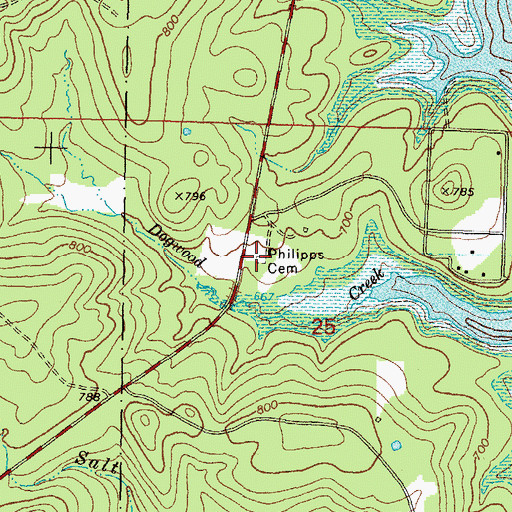 Topographic Map of Philipps Cemetery, OK