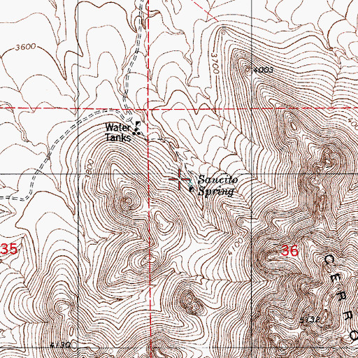 Topographic Map of Saucito Spring, AZ