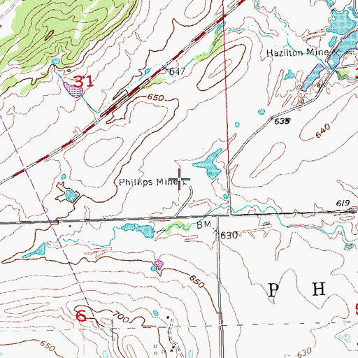 Topographic Map of Phillips Mine, OK