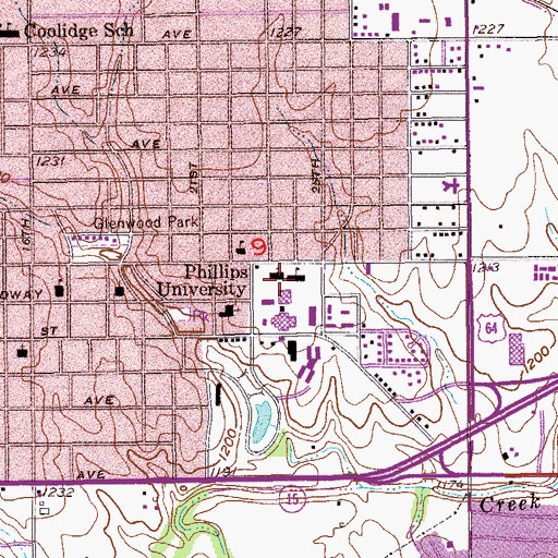 Topographic Map of Phillips University (historical), OK
