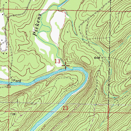 Topographic Map of Pickens Creek, OK