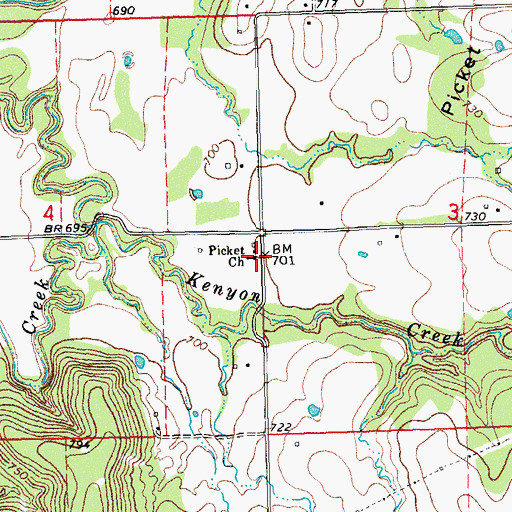Topographic Map of Picket Church, OK