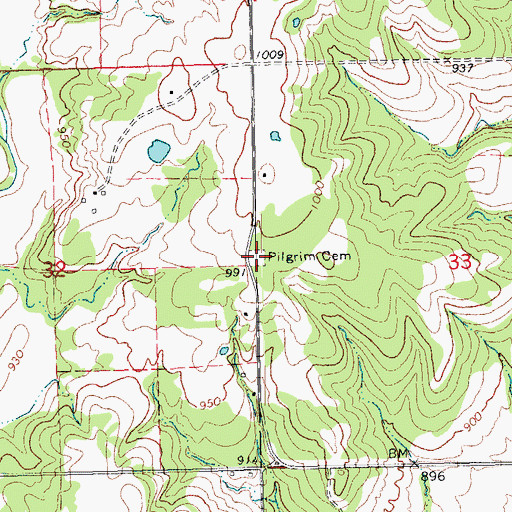 Topographic Map of Pilgrim Cemetery, OK