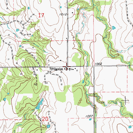 Topographic Map of Pilgrim Church, OK
