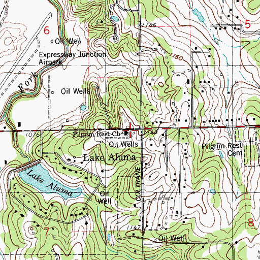 Topographic Map of Pilgrim Rest Church, OK