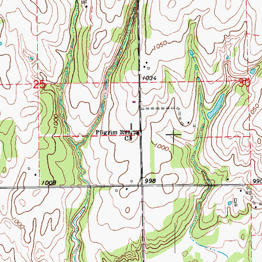 Topographic Map of Pilgrim Rest Church, OK