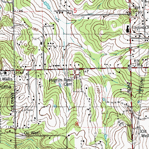 Topographic Map of Pilgrim Rest Cemetery, OK