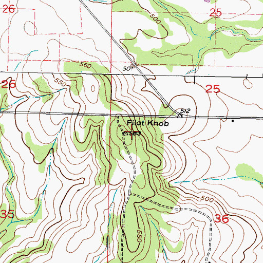 Topographic Map of Pilot Knob, OK