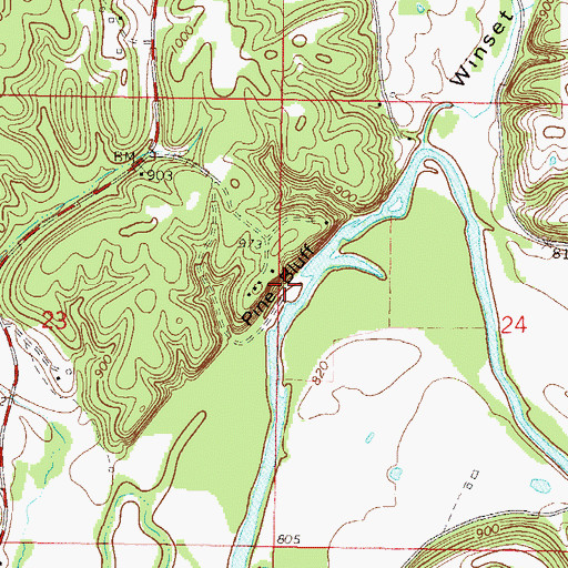 Topographic Map of Pine Bluff, OK