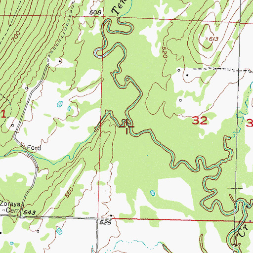 Topographic Map of Pine Creek, OK