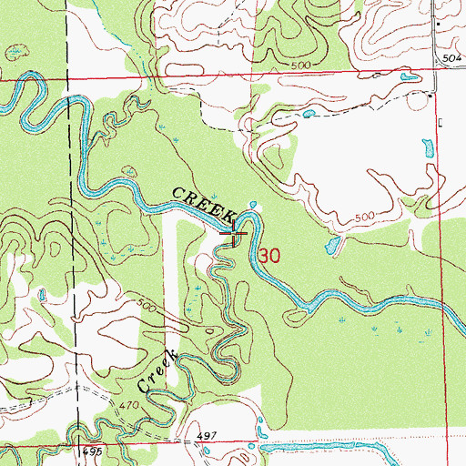 Topographic Map of Pine Creek, OK