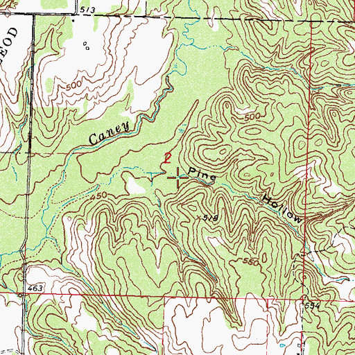 Topographic Map of Pine Hollow, OK