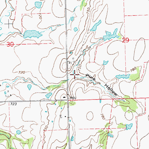 Topographic Map of Pine Hollow, OK
