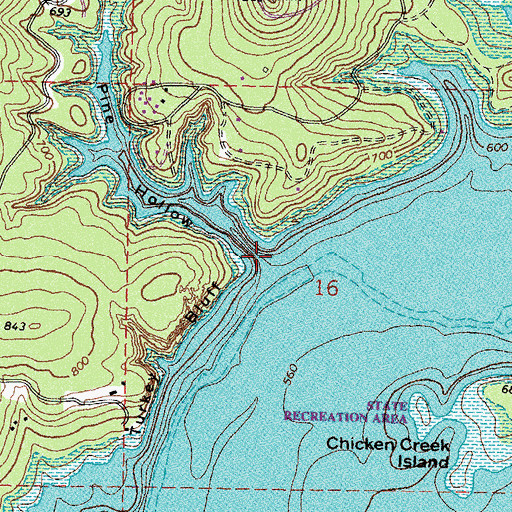 Topographic Map of Pine Hollow, OK
