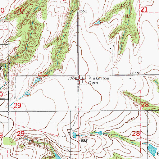 Topographic Map of Pinkerton Cemetery, OK