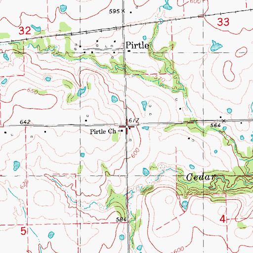 Topographic Map of Pirtle School, OK