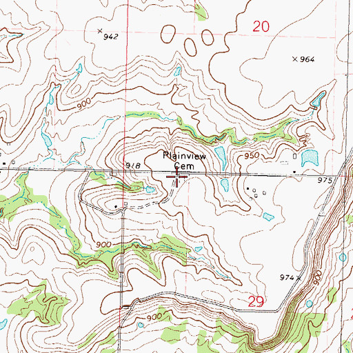 Topographic Map of Plainview Cemetery, OK