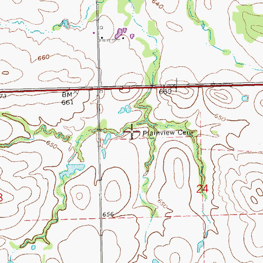 Topographic Map of Plainview Cemetery, OK