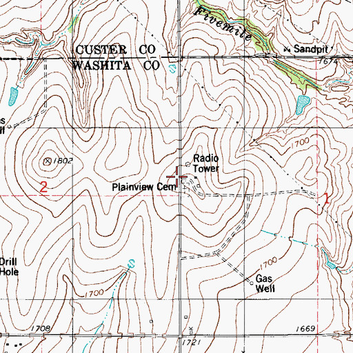 Topographic Map of Plainview Church, OK