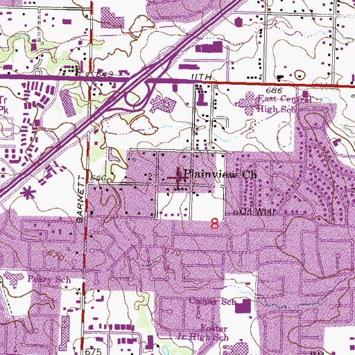 Topographic Map of Plainview Church, OK
