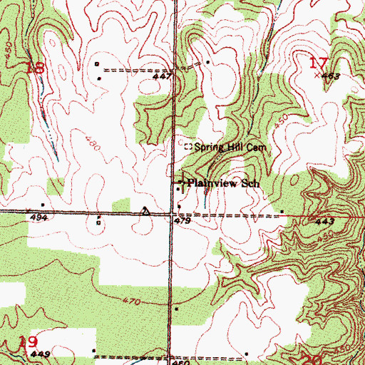 Topographic Map of Plainview School, OK