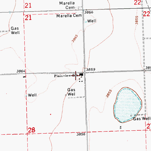 Topographic Map of Plainview School, OK