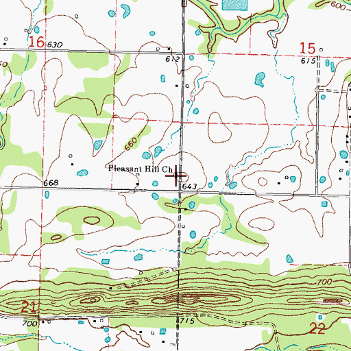 Topographic Map of Pleasant Hill Church, OK