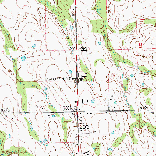 Topographic Map of Pleasant Hill Church, OK