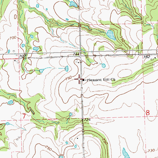 Topographic Map of Pleasant Hill Church, OK