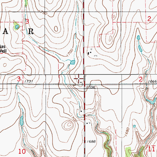 Topographic Map of Pleasant Hill Church, OK