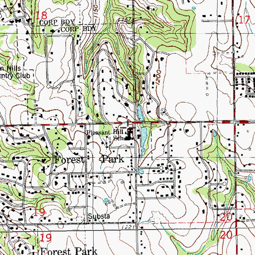 Topographic Map of Pleasant Hill Early Childhood Center, OK