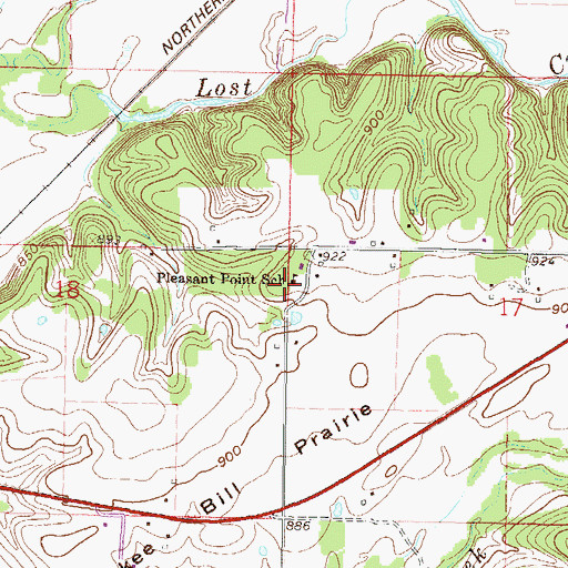 Topographic Map of Pleasant Point School, OK