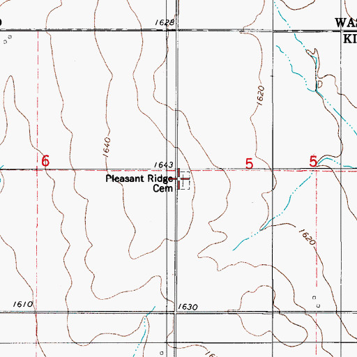 Topographic Map of Pleasant Ridge Cemetery, OK