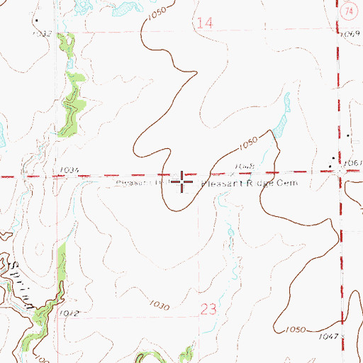 Topographic Map of Pleasant Ridge Cemetery, OK