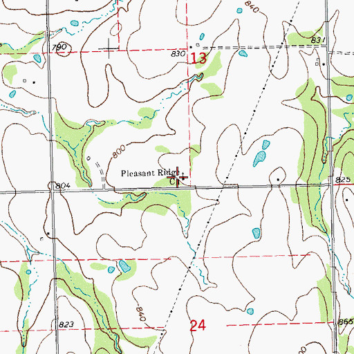 Topographic Map of Pleasant Ridge Church, OK