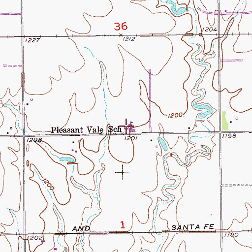 Topographic Map of Pioneer - Pleasant Vale Elementary School, OK