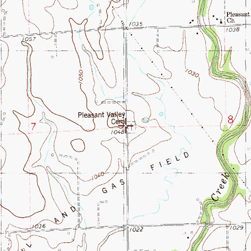 Topographic Map of Pleasant Valley Cemetery, OK