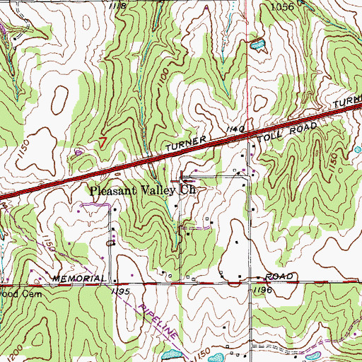 Topographic Map of Pleasant Valley Church, OK
