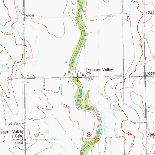 Topographic Map of Pleasant Valley Church, OK