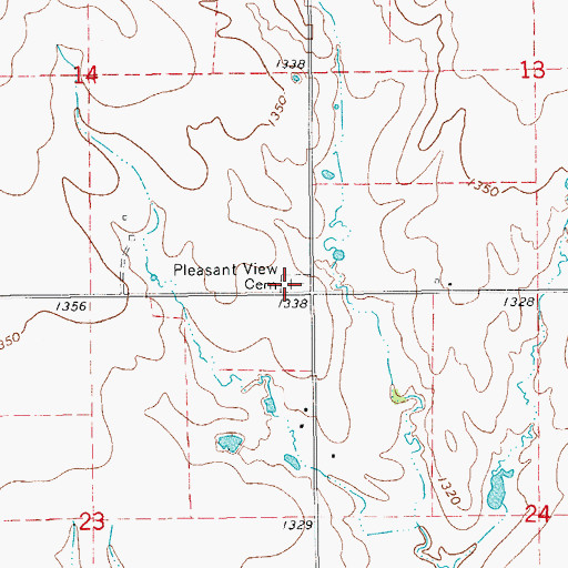 Topographic Map of Pleasant View Cemetery, OK